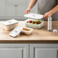 Emsan Freshlock Vakum Makineli 3'lü Saklama Kabı Beyaz