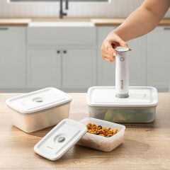 Emsan Freshlock Vakum Makineli 3'lü Saklama Kabı Beyaz