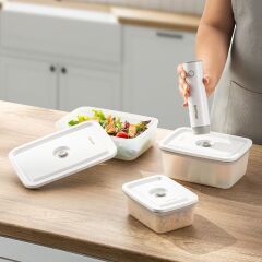 Emsan Freshlock Vakum Makineli 3'lü Saklama Kabı Beyaz