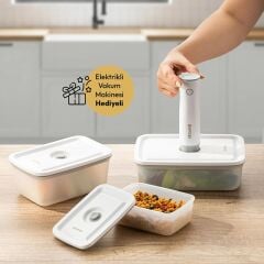 Emsan Freshlock Vakum Makineli 3'lü Saklama Kabı Beyaz