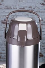Cooker CKR2009 4.5 Lt Çift Katlı Paslanmaz Çelik Pompalı Termos 4.5 LİTRE - Kahverengi