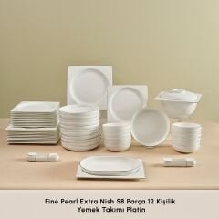 Karaca Red Carpet Collection Fine Pearl Extra Nish 58 Parça 12 Kişilik Yemek Takımı Platin