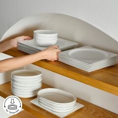 Karaca Red Carpet Collection Fine Pearl Extra Nish 58 Parça 12 Kişilik Yemek Takımı Platin