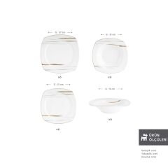 Karaca Square Bone Bera 24 Parça 6 Kişilik Yemek Takımı