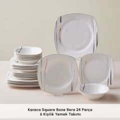 Karaca Square Bone Bera 24 Parça 6 Kişilik Yemek Takımı