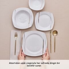 Karaca Square Bone Bera 24 Parça 6 Kişilik Yemek Takımı