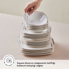 Karaca Square Bone Bera 24 Parça 6 Kişilik Yemek Takımı