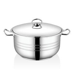 Bestinox 32x20 cm Flanşlı Kulp Çelik Kapaklı Çelik Derin Tencere-14 Litre
