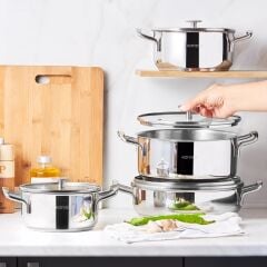 Karaca Alaz İndüksiyon Tabanlı 8 Parça Çelik Tencere Seti