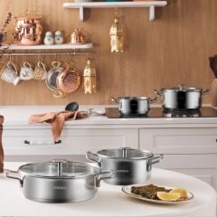 Karaca Alaz İndüksiyon Tabanlı 8 Parça Çelik Tencere Seti