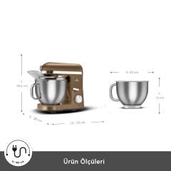 Karaca Mastermaid Chef Pro Çift Kollu Hamur Yoğurma Makinesi Walnut Brown 1750 W 5L