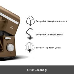 Karaca Mastermaid Chef Pro Çift Kollu Hamur Yoğurma Makinesi Walnut Brown 1750 W 5L
