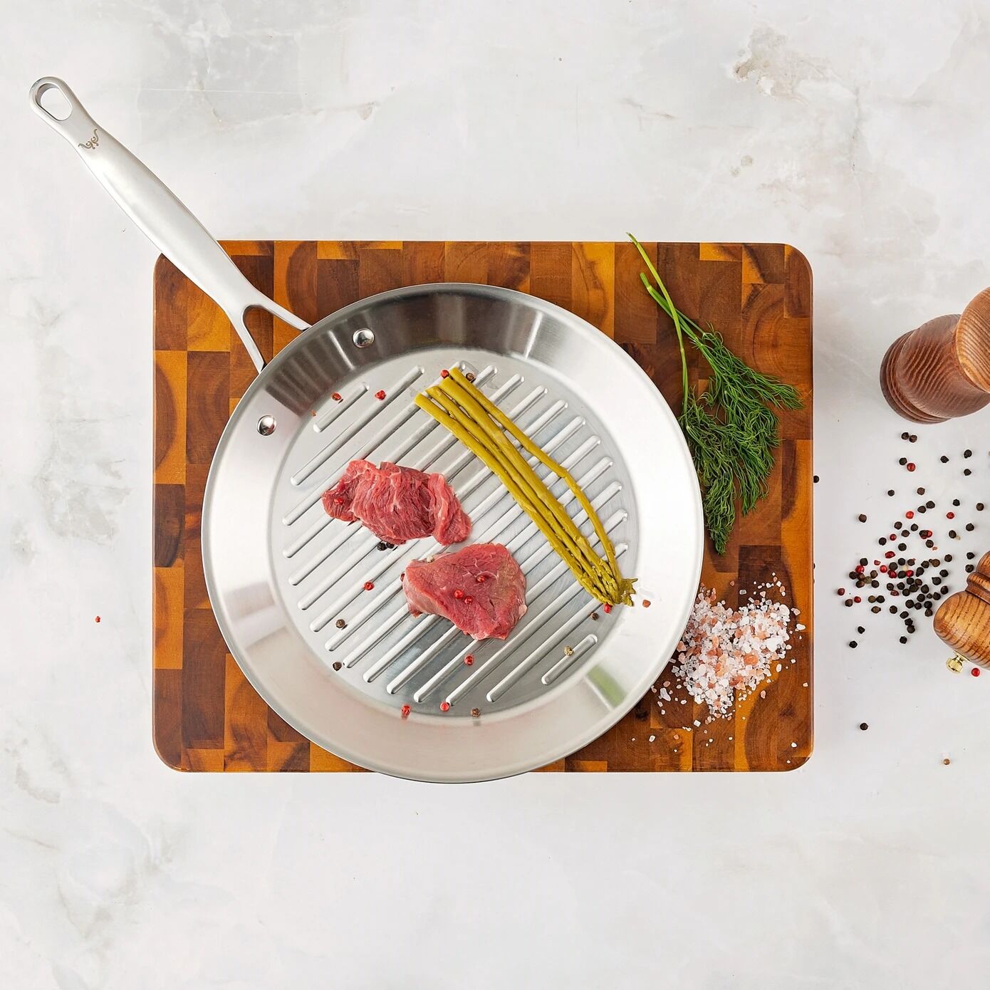 Karaca Powersteel 3Ply 316+ İndüksiyon Tabanlı Çelik Grill Tava 28 Cm