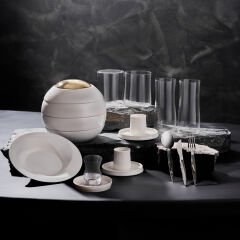 Karaca x Sarıyer Design 316 Elegance Sarıyer Platin 12 Kişilik 84 Parça Çatal Kaşık Bıçak Takımı