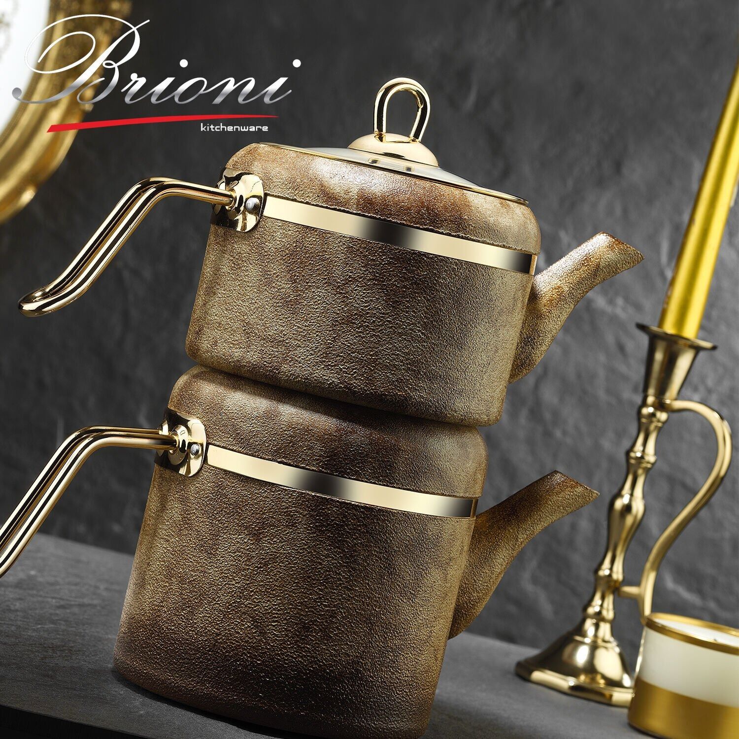 Brioni Royal Stone Çaydanlık Takımı - Kaplangözü/Altın