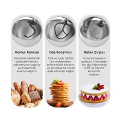 Karaca Mastermaid Chef Ultra D2000W Dijital Ekranlı Hamur Yoğurma Makinesi Starlight 7L