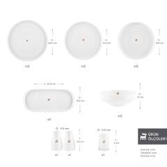 Karaca Stream Bone Sirius Gold Logo 53 Parça 12 Kişilik Yemek Takımı