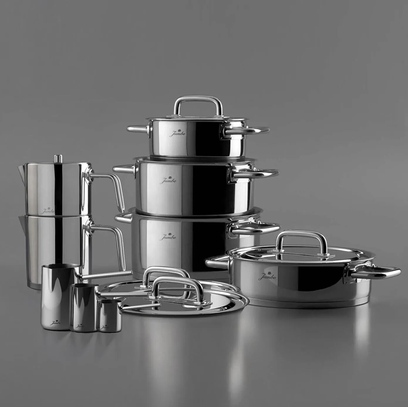 Jumbo Metalix 14 Parça Çelik Çeyiz Seti (Metalix 8 Parça Çelik Tencere Seti-Metalix Full Metal Çaydanlık-3'lü Cezve)