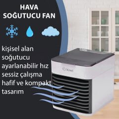 Kiwi KFAN-7613 3'ü 1 Arada Portatif Led Işıklı İyonizer Hava Soğutucu Nemlendirici ve Temizleyici