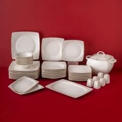 Emsan Fine Bone Estiva Gold 61 Parça 12 Kişilik Kare Yemek Takımı