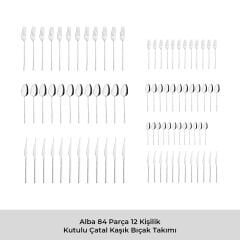 Emsan Alba 84 Parça 12 Kişilik Kutulu Çatal Kaşık Bıçak Takımı