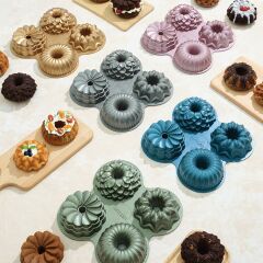 Emsan Griss One Four 4’lü Döküm Kek Kalıbı Gri