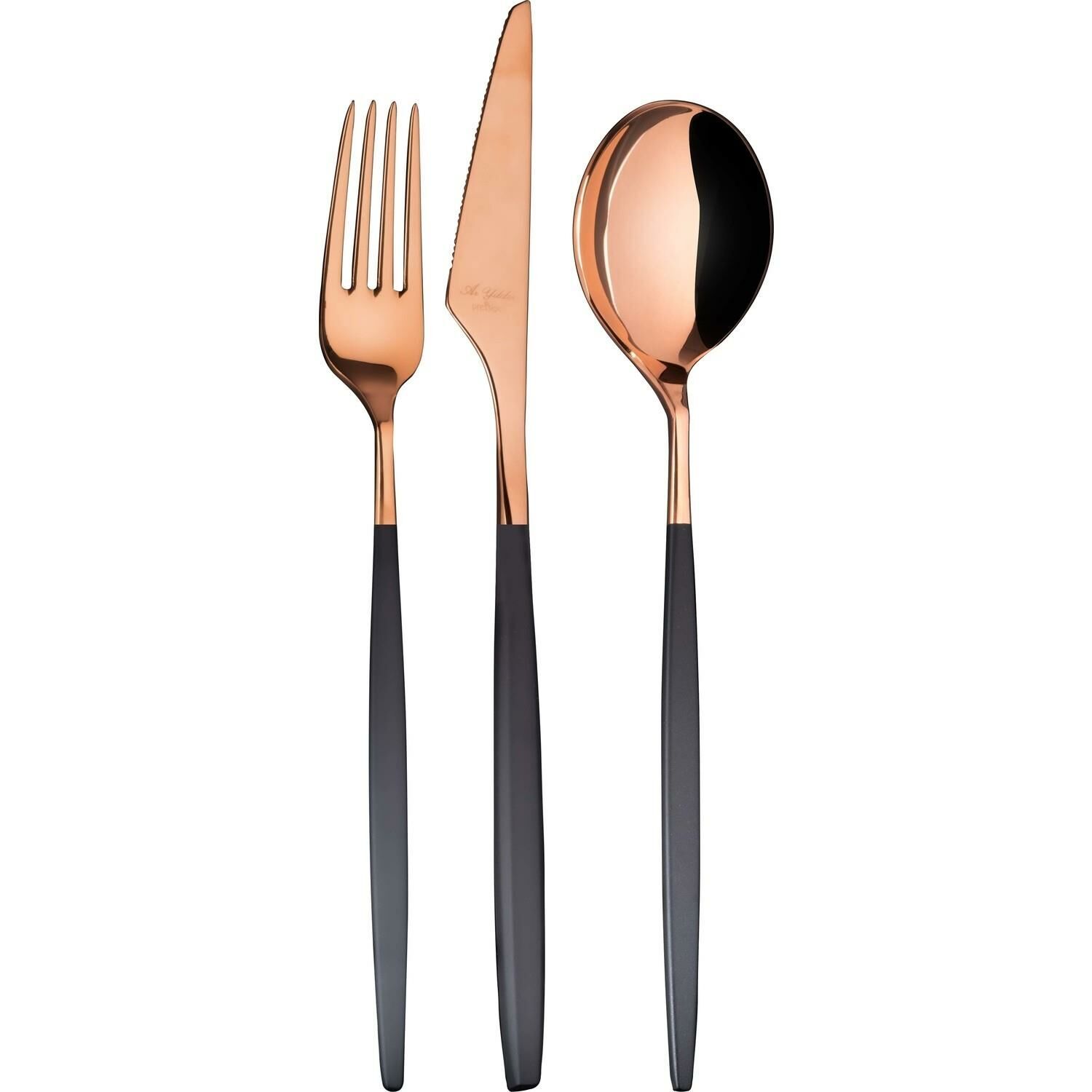 Aryıldız Studio Prestige Pvd Bronz Siyah 24 Parça Çatal Kaşık Bıçak Takımı