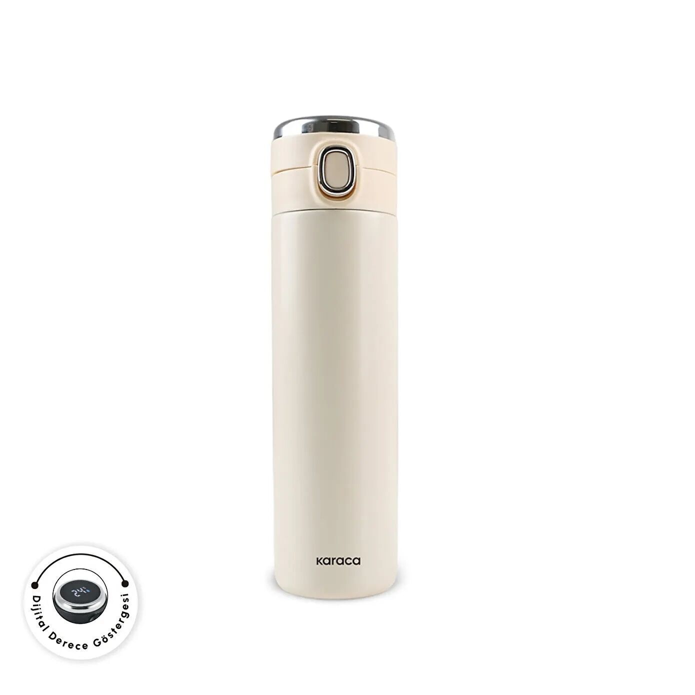 Karaca Etro Sızdırmaz Çelik Dijital Termos 480 ml Krem
