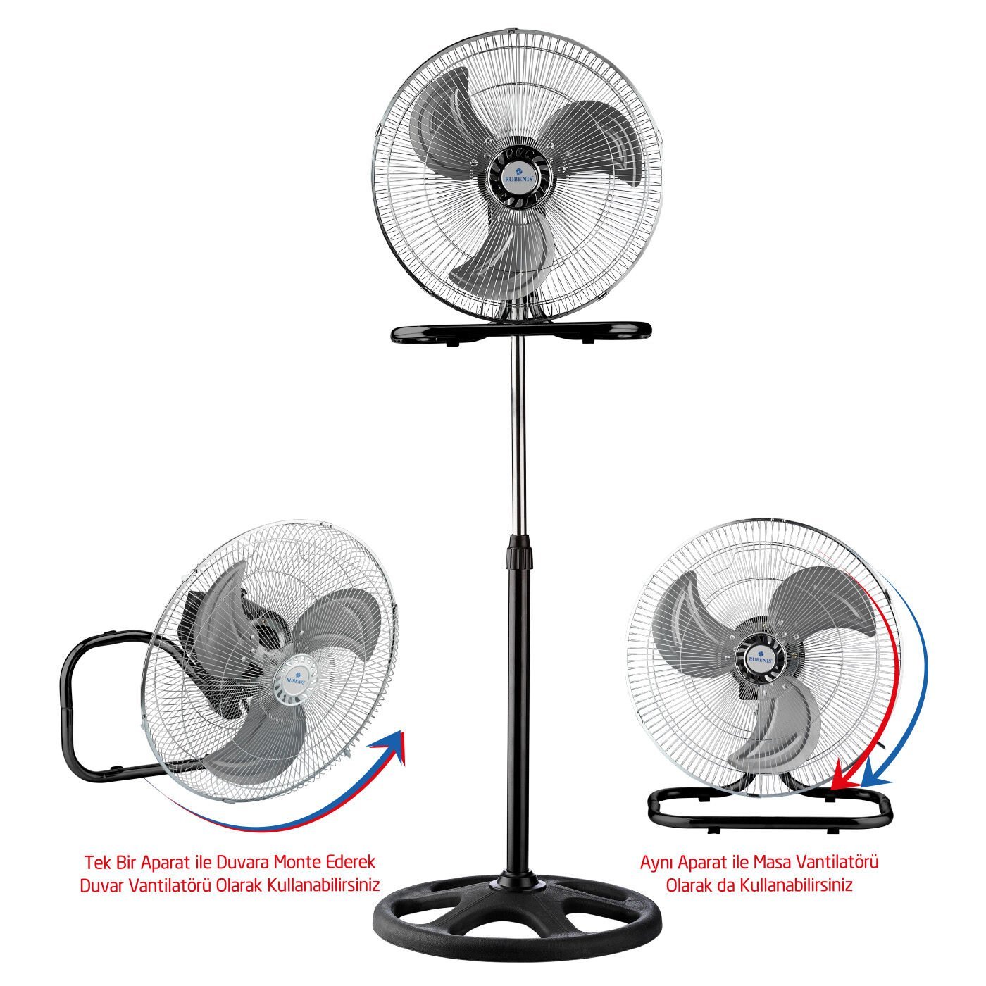 Rubenis RBS-20 Plus Pro 18'' 130 Watt Sanayi Tipi Fonksiyonel Vantilatör