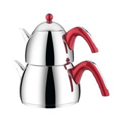 Kahramanlar Turkuaz Mini Boy Çelik Çaydanlık Takımı-Kırmızı