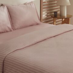 Karaca Home Josef Çizgili Saten Çift Kişilik Nevresim Takımı Pudra