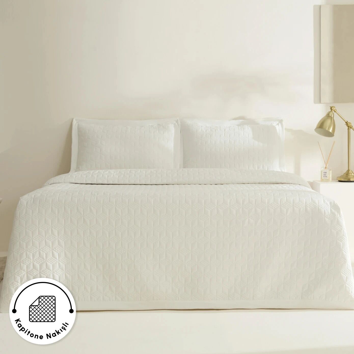 Karaca Home Liora Çift Kişilik Yatak Örtüsü Beyaz