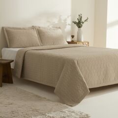 Karaca Home Liora Çift Kişilik Yatak Örtüsü Bej