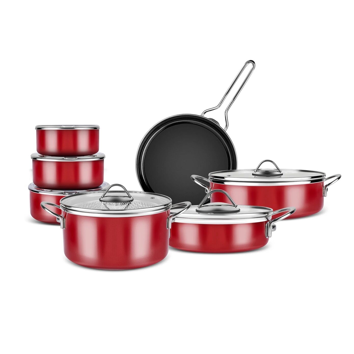 Karaca Erva 14 Parça İndüksiyon Tabanlı Emaye Çeyiz Seti Bordo