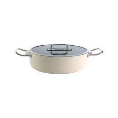 Aryıldız Colombus Crystal Metal Kulp Cam Kapak Kısa Tencere - 24 Cm
