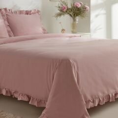 Karaca Home Pure Ruffle %100 Pamuk Çift Kişilik Nevresim Takımı Pudra