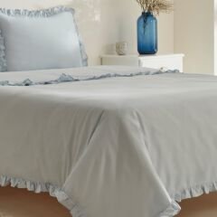 Karaca Home Pure Ruffle %100 Pamuk Çift Kişilik Nevresim Takımı Açık Mavi
