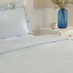 Karaca Home Pure Ruffle %100 Pamuk Çift Kişilik Nevresim Takımı Açık Mavi