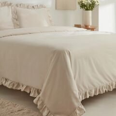 Karaca Home Pure Ruffle %100 Pamuk Çift Kişilik Nevresim Takımı Ekru