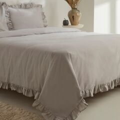 Karaca Home Pure Ruffle %100 Pamuk Çift Kişilik Nevresim Takımı Açık Gri