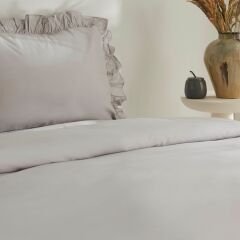 Karaca Home Pure Ruffle %100 Pamuk Çift Kişilik Nevresim Takımı Açık Gri