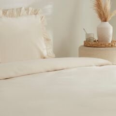 Karaca Home Pure Ruffle %100 Pamuk Çift Kişilik Nevresim Takımı Açık Bej