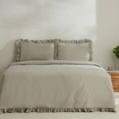 Karaca Home Pure Ruffle %100 Pamuk King Size Nevresim Takımı Adaçayı