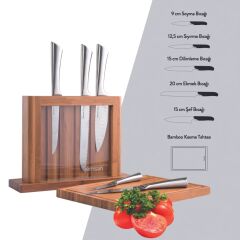 Emsan Matriks 7 Parça Snd Kesme Tahtalı Bıçak Seti Paslanmaz (Kesme Tahtası Hediyeli)