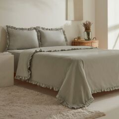 Karaca Home Pure Ruffle %100 Pamuk Tek Kişilik Nevresim Takımı Adaçayı