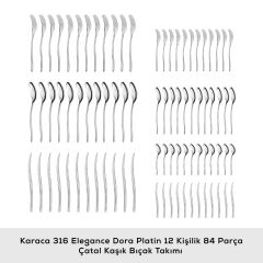 Karaca 316 Premium Dora Platin 12 Kişilik 84 Parça Çatal Kaşık Bıçak Takımı