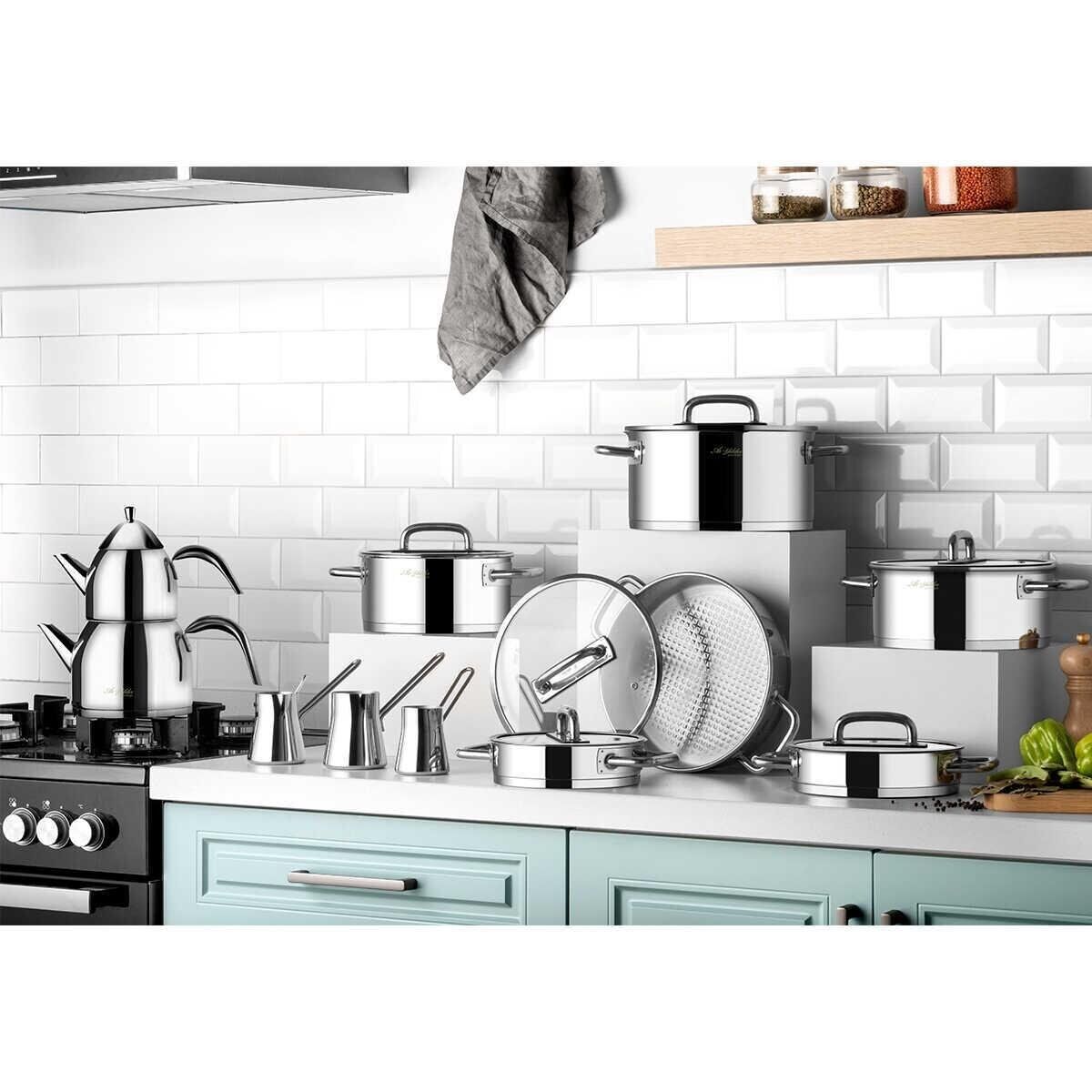 Aryıldız Studio Prestige 20 Parça Cam Kapak İdeal Çelik Çeyiz Seti