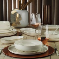 Kütahya Porselen Bone Moderna 26 Parça 6 Kişilik Yemek Takımı - Altın File