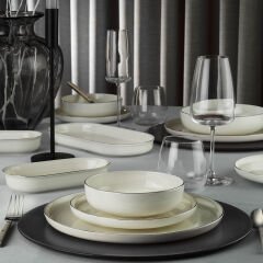 Kütahya Porselen Bone Moderna 26 Parça 6 Kişilik Yemek Takımı - Platin File