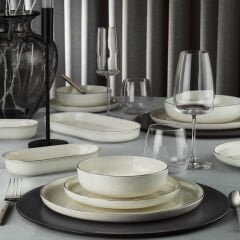 Kütahya Porselen Bone Moderna 26 Parça 6 Kişilik Yemek Takımı - Platin File
